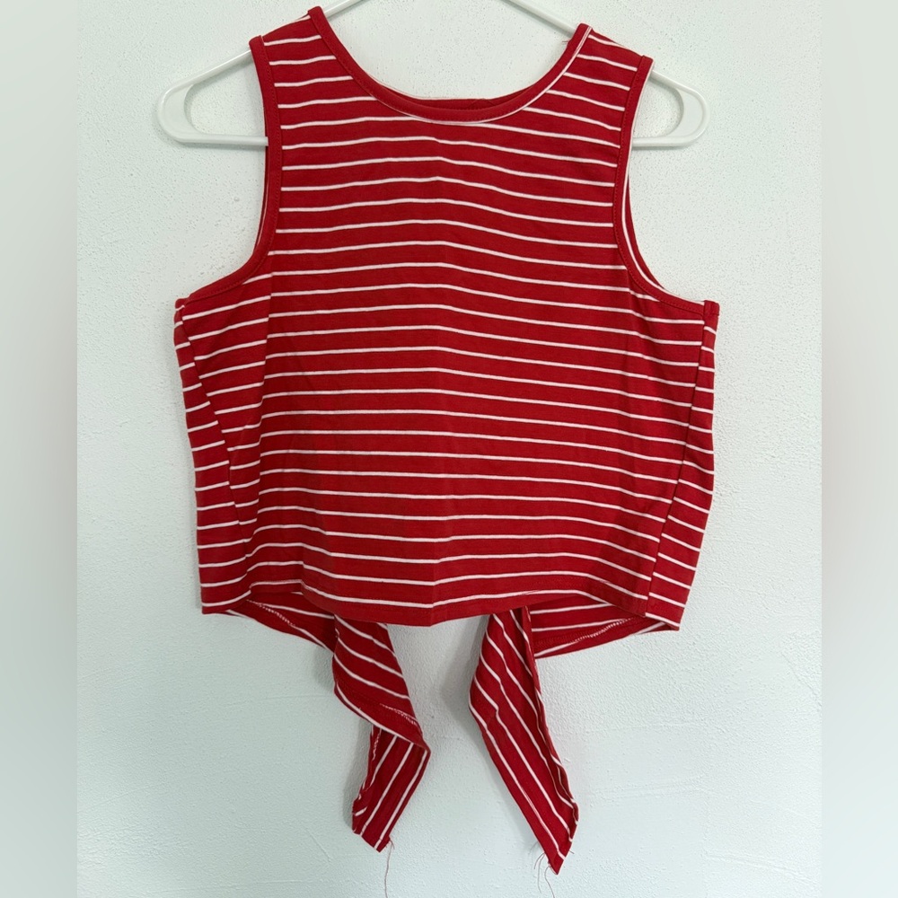 Medium Red Striped Sleeveless Top